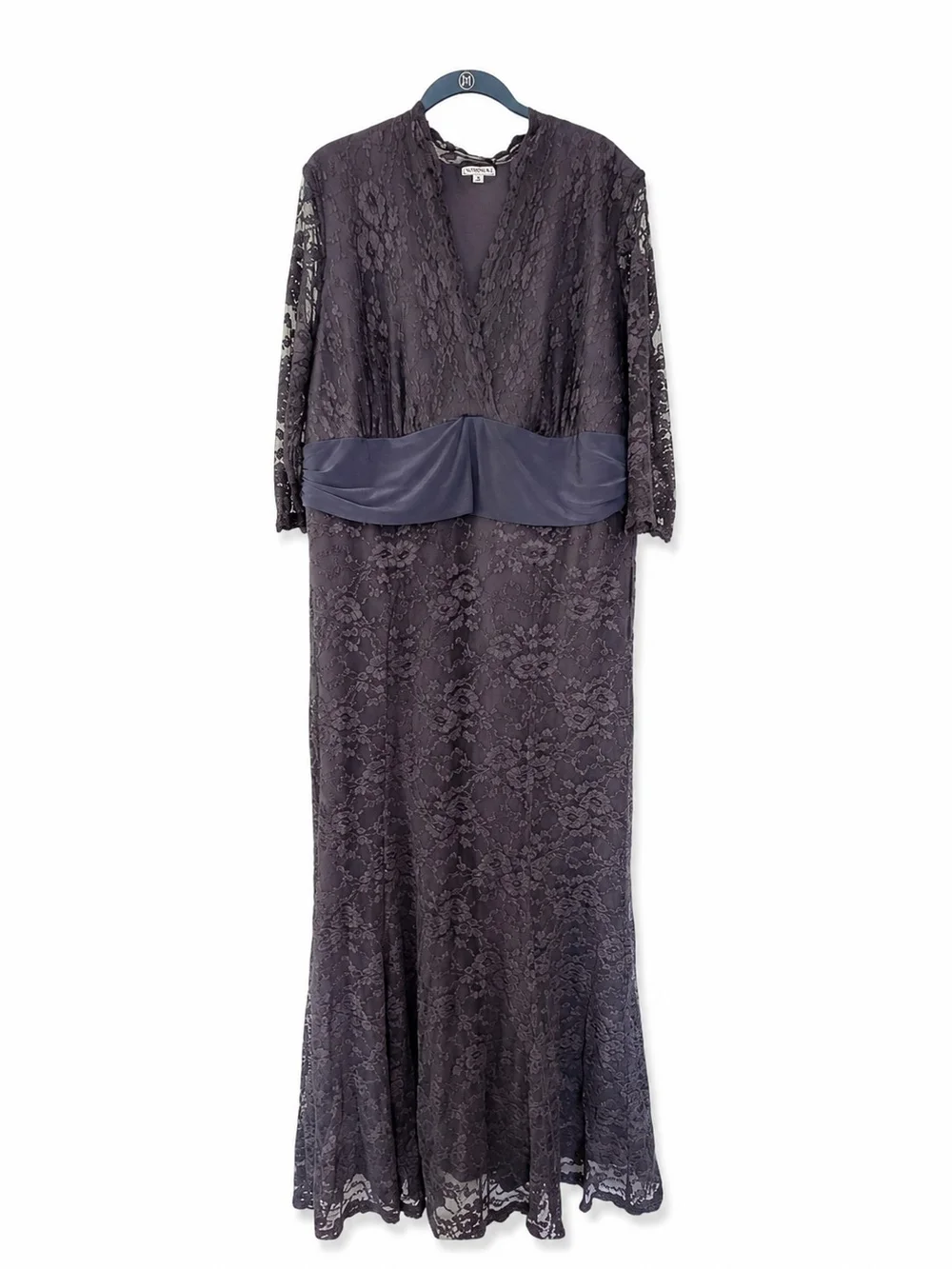 Kiyonna 3X Gunmetal Gray Lace Formal Gown Mother of Bride Wedding Guest Formal